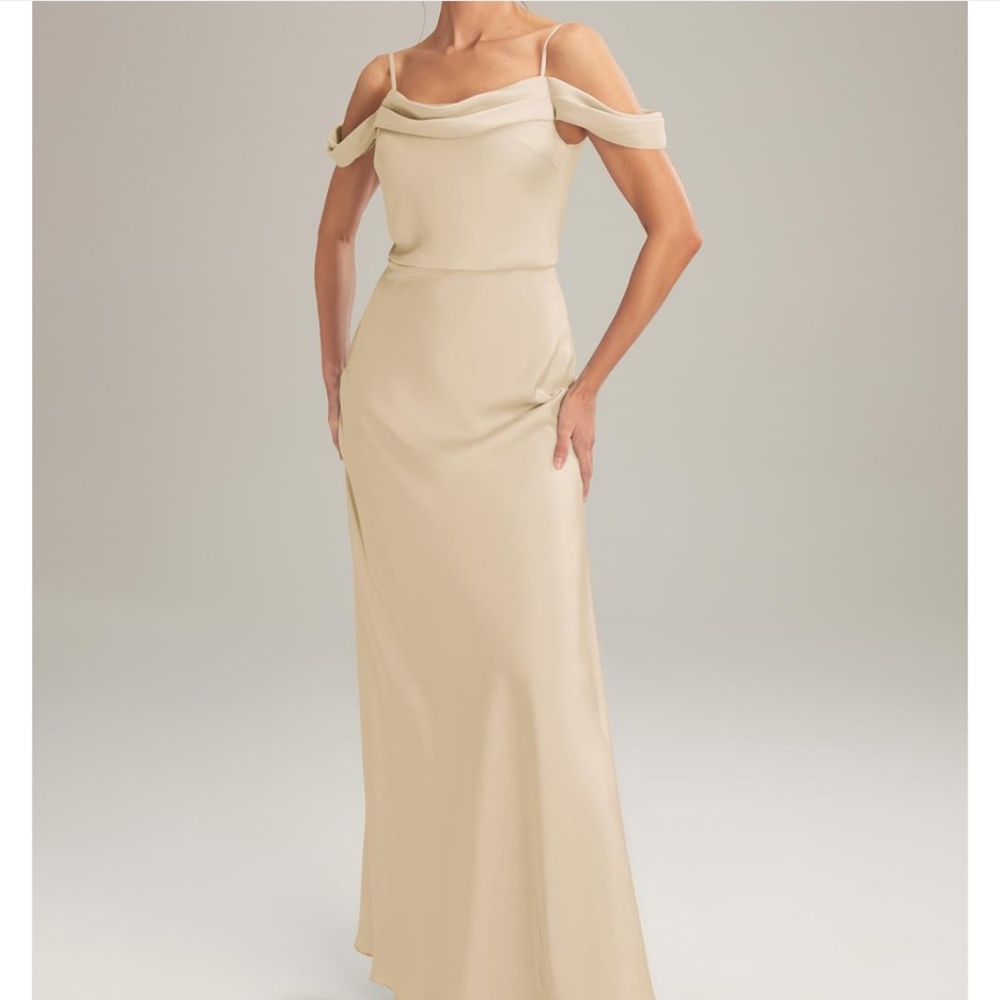 AW Bridal Meg A-line floor length Champagne dress